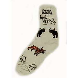    French Bulldog Ladies White Socks Fits Size 9 11: Pet Supplies