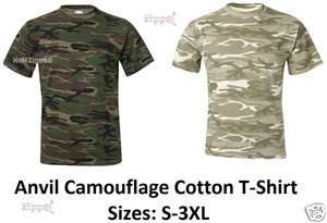   Mens Camouflage Cotton T Shirt 939 S 3XL Green or Sand Camo  