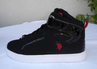   ASSN CASUAL BLACK RED HIGH TOP MEN SNEAKERS SHOES STRAP SIZE 7.5 11