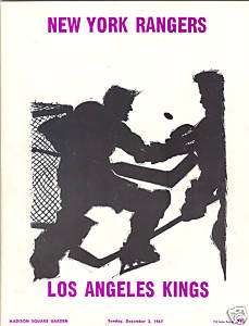 1967 LOS ANGELES KINGS vs NEW YORK RANGERS NHL PROGRAM  