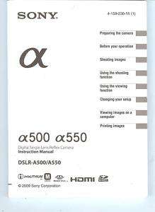 Sony Digital SLR Camera A500 & A550 Owners Manual  