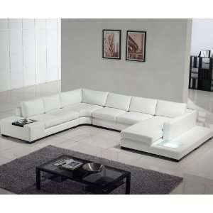    Modern Leather Sectional Sofa with Built in Light: Home & Kitchen