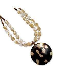 Tiger Eye and Mother Of Pearl Sterling Silver Necklace 