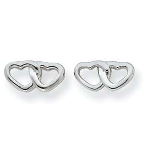  Sterling Silver Linked Hearts Post Earrings: Jewelry