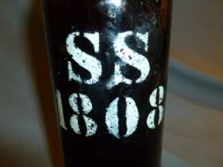   1808 Vintage Black Glass Liquor Whiskey Wine Bottle Salvaged Rare AAFA