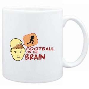    Mug White  Football ON THE BRAIN  Sports