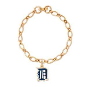  Detroit Tigers Official Logo Gold Charm Bracelet: Sports 