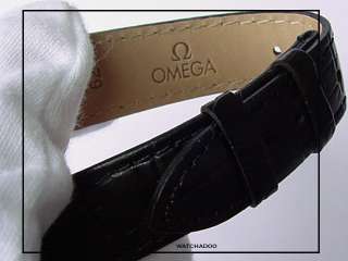 Slim Omega 18mm BLACK Leather Watch Band Strap Only ~ 16mm inner 