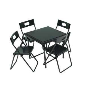   Miniature 5 Pc. Black Metal Folding Table & Chairs Set: Toys & Games
