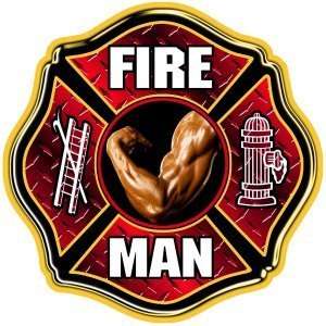  Plate Fire Man Muscle Arm Exterior Window Decal: Everything Else