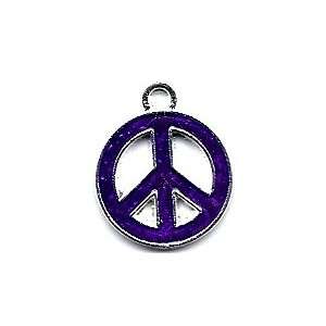  Jewelry/Charm/Purple & Silvertone Peace Sign/Patriotic 