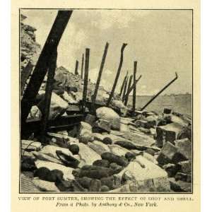  1898 Print Fort Sumter American Civil War Shell Charleston 