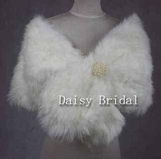 faux fur bridal wrap shrug stole shawl ivory wedding 35  