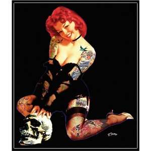  Skull Pinup Girl Vinyl Sticker 3 x 5 Aprox.: Arts 