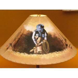    24 Painted Leather Lamp Shade  Cowboy (PL52)