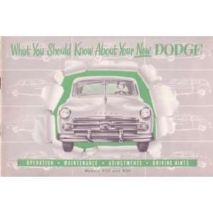    1950 DODGE Car Full Line Owners Manual User Guide: Automotive