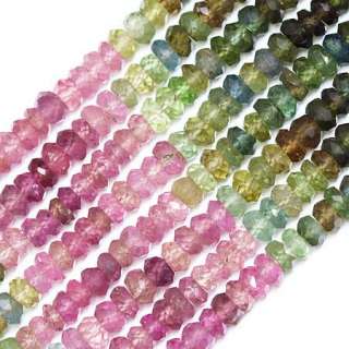 A+ WATERMELON TOURMALINE FACETED RONDELLE BEADS 3MM 7  