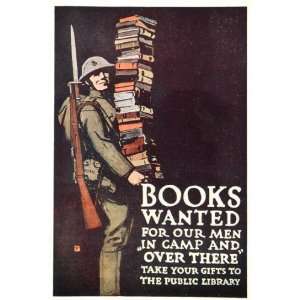  1920 WWI American Soldier Library Books War Mini Poster 