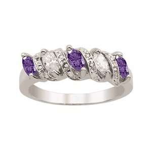  Amethyst S Curve Diamond and Birthstone Ring Jewelry
