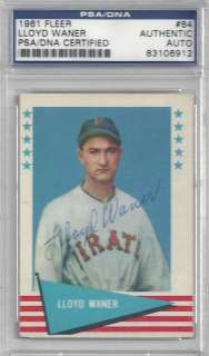 Lloyd Waner Autographed Signed 1961 Fleer Card PSA/DNA #83106912 