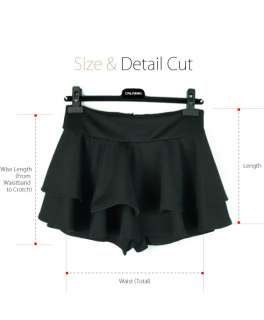 WAN★Black Layerd High Waist Swing Mini Skirt Shorts  
