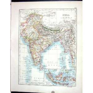  Johnston Map 1906 India Malaysia Ceylon India Kashmir 