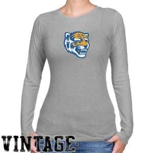  Memphis Tigers Ladies Ash Distressed Logo Vintage Long 