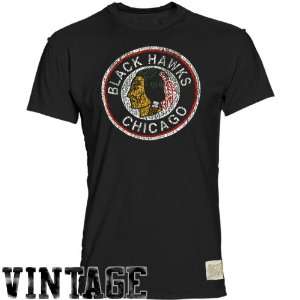   Retro Brand Chicago Blackhawks Black Vintage Slub Premium T shirt