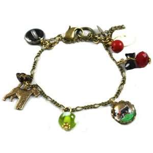   Antique Charm Bracelet Lobster Clasp Antique Gold Tone   HANDMADE IN
