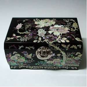  Mother of Pearl Flower Asian Lacquer Women Black Wooden 