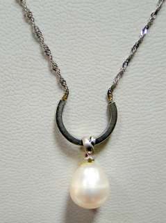 vintage Platinum pendant necklace with pearl and diamond  
