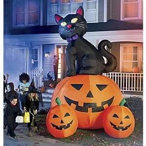 Halloween Decorations Black Cat, 12 ft. with 3 Pumpkins
