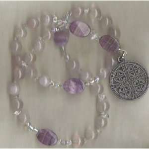 Anglican Rosary of Pink Rose Quartz with Episcopal Military Service 