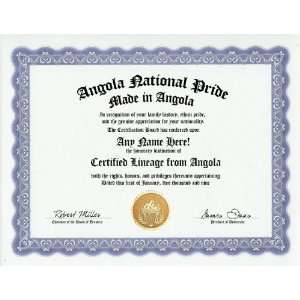 Angola Angolan National Pride Certification Custom Gag Nationality 