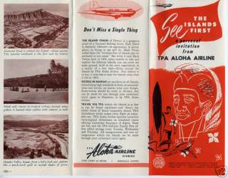 1955 Aloha Airlines Brochure w/ Photos & Map Hawaii  