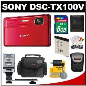  Sony Cyber Shot DSC TX100V 16.2 MP Digital Camera (Red 