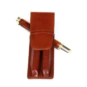  Brown Double Leather Pen Holder: Office Products
