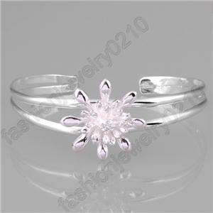 beautiful flowers silver bracelet bangle jewelry QSS011  