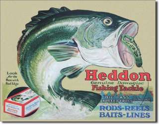 Heddon Frogs Fishing Tackle Lodge Game Room Tin Sign  