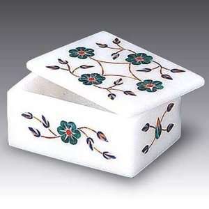  Four Flowered Marble Inlay Box