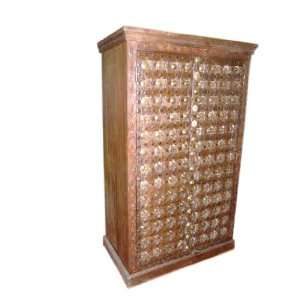  Antique Armoire Hand Carved Teak Old Door Indian Cabinet 