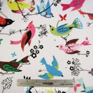 Alexander Henry JUNE SONG White Bird Birds Fabric JUNE DOT & JUNE 