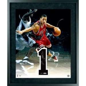  DERRICK ROSE Signed Bulls Numbers Piece UDA LE 101   New 