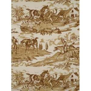   Hunt Party   Sepia On Antique White Wallpaper