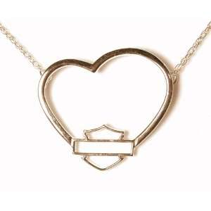 Harley Davidson® Stamper® Womens Yellow Gold Heart Necklace with 