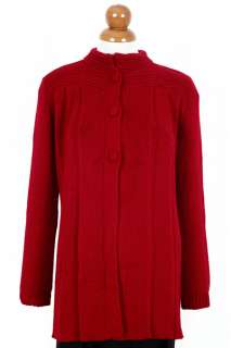 NEW Womens Fine Soft Pleated ALPACA Wool COAT Sweater~Red~SZ SIZE XL 