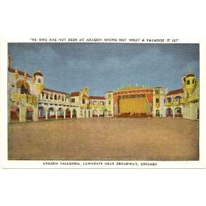  1930s Vintage Postcard Interior Aragon Ballroom (Lawrence 