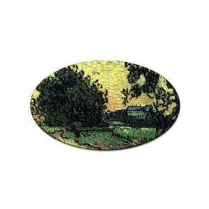   with the Chateau of Auvers at Sunset By Vincent Van Gogh Oval Sticker