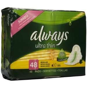 Always Ultra Thin Regular Pads with Wings Unscented 48 ct (Quantity of 