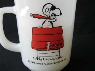 Snoopy CURSE You, Red Baron! 1965 Fire King Mug D Handle NF Condition 